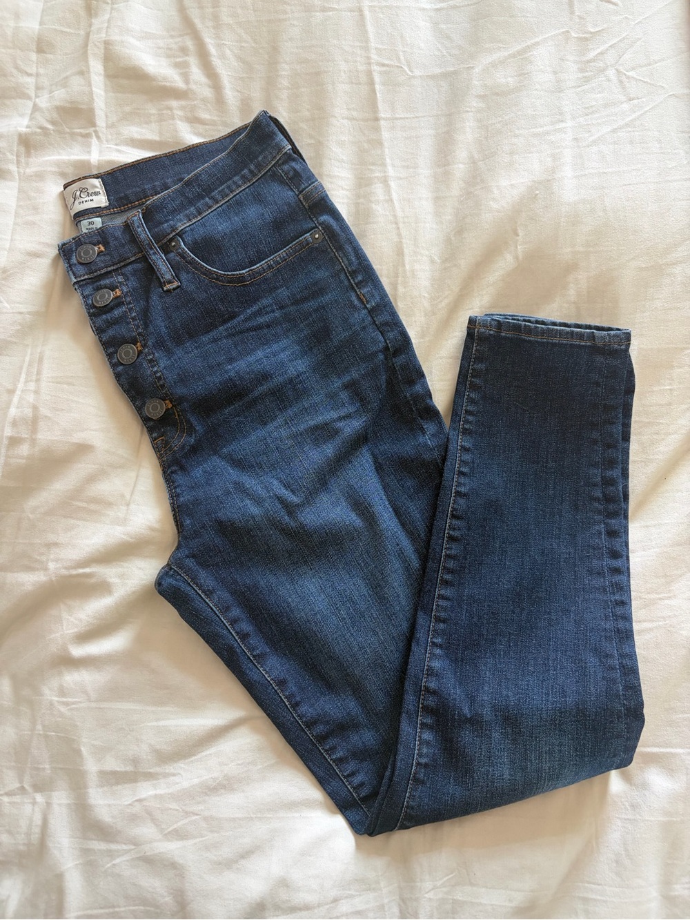 J. Crew Dark Blue Skinny Jeans with Button Fly